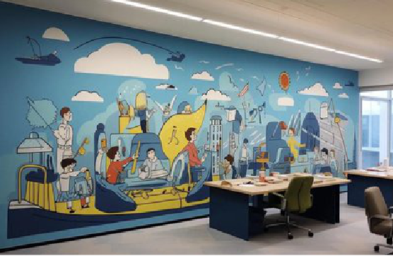 郸城办公室墙绘的特点。